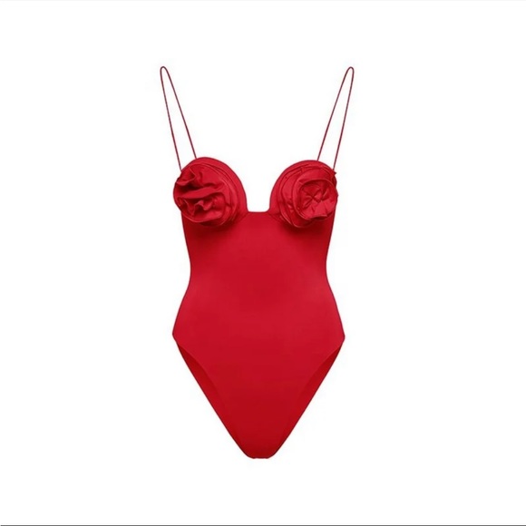 Bea Cali swim Other - (Last 1) Rose rouge Eléa luxury 1 piece swimsuit in red with 3D rose accents